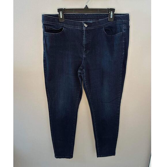 J. Jill Denim 5-Pocket Leggings Dark Wash Skinny Jeggings Blue Women's Size 14 - Picture 3 of 8